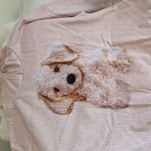 Illusion Sweater. Pink Plush Dog Print Dog Sweater - 3D Camera Effect